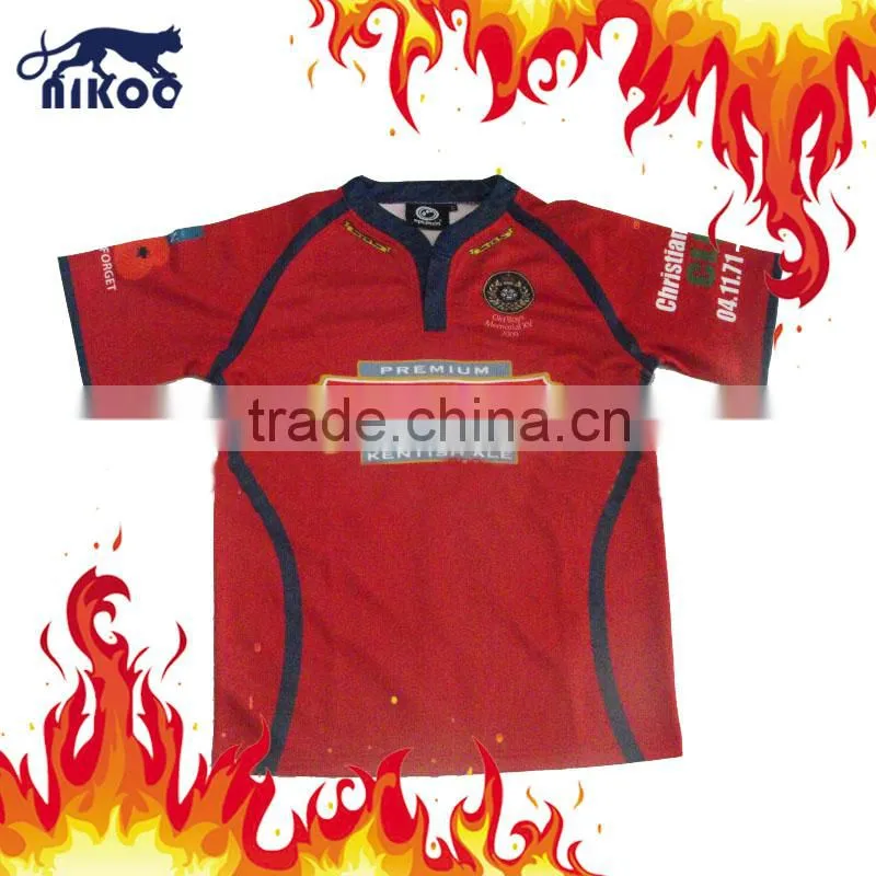 100% polyester cool dry sublimated printing men's rugby football jerseys