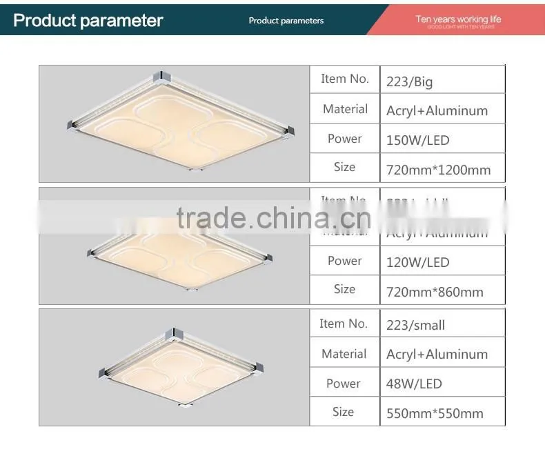 Square aluminum led ceiling light 48W