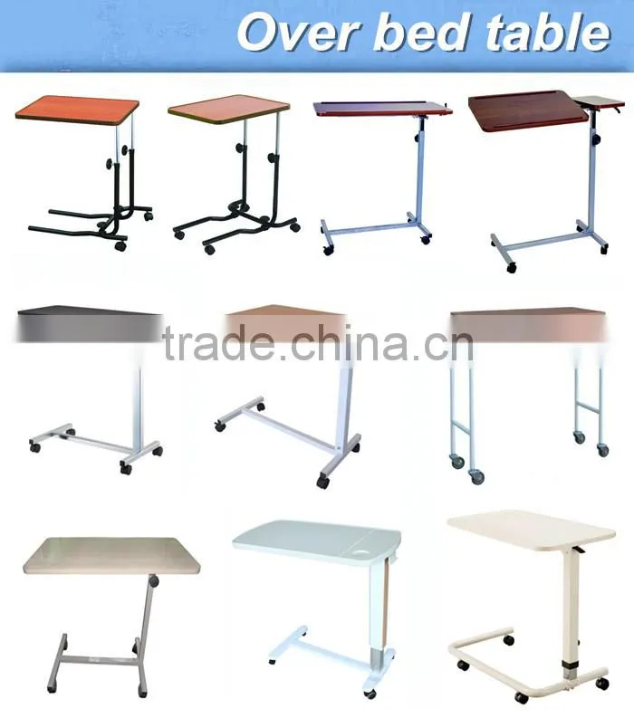 Wooden medical hospital overbed table