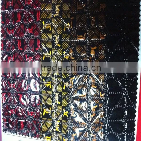 free sample shining printing PVC leather for decoration bag ,make up bag china factory