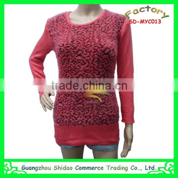 Fashion woman custom wool new style embroidery top sweater
