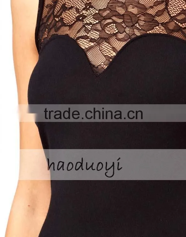 2015 new arrival high end sexy lace skinny stiching fashion dress for women