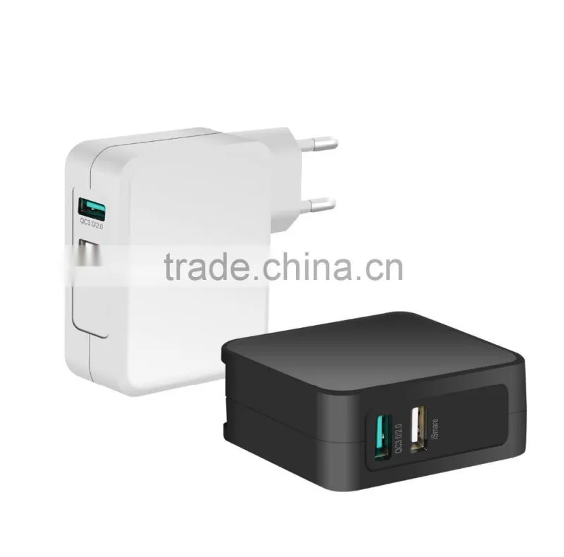 Good quality 5V 2.4A Dual USB QC2.0 or QC3.0 with IC Smart USB wall Charger with EU US UK Plug