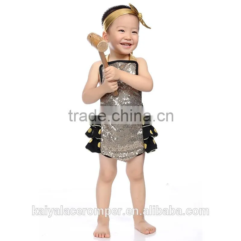 YiWu KaiYa wholesale golden baby romper with ruffle