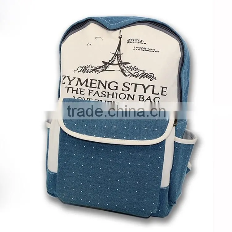 Customized printing canvas backpack bag, factory wholesale students backpack