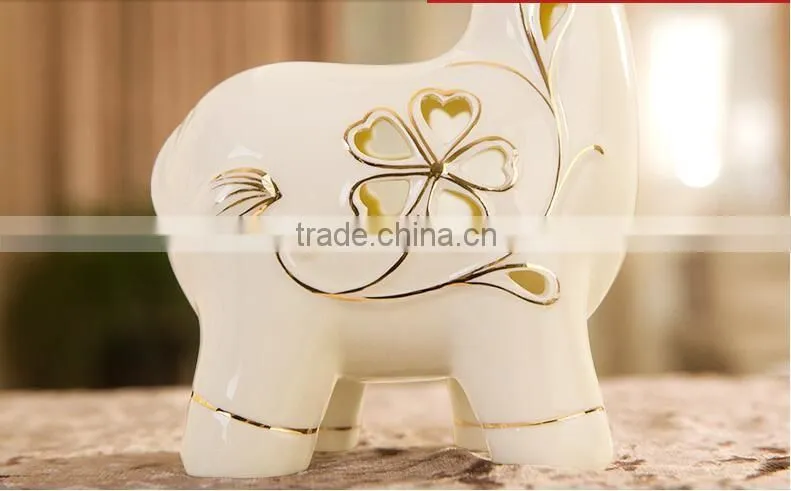 Loverly hollow out gold gild ceramic caft deer animal decoration for gifts