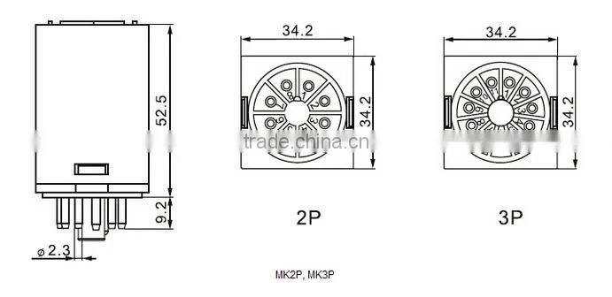 MK2P LED Indicator General Purpose Protective Electromagnetic Relay with CE