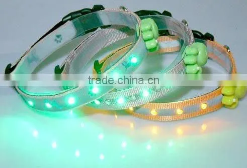 Nylon flashing led dog collar,high brightness led dog collar,cheap led pet collar for promotion
