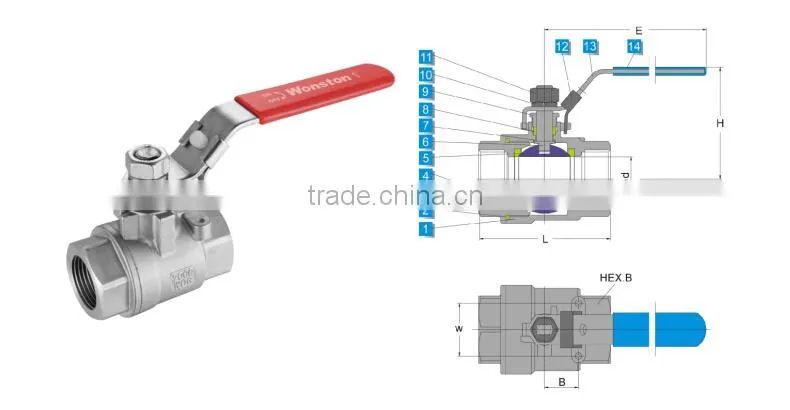 Stainless steel male female thread end ball valve
