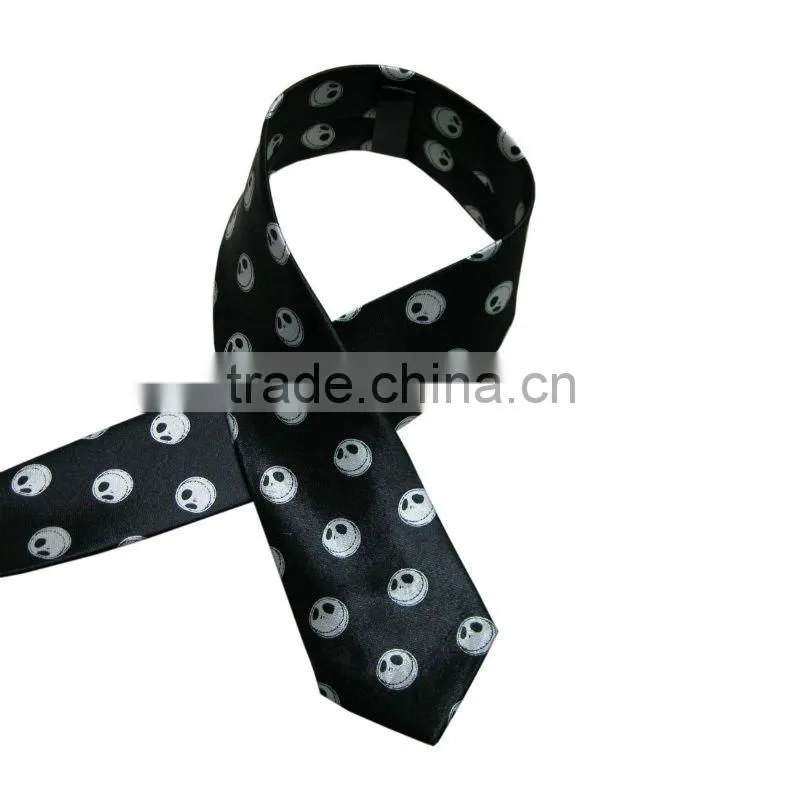 Fashion Skull Printed Skinny Tie/gravatas skinny tie