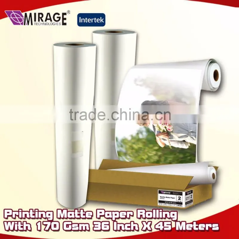 Printing Matte Paper Rolling With 170 Gsm 36 Inch X 45 Meters
