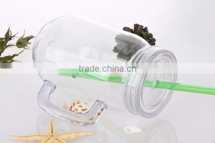 27oz Recycle Transparent Fruit Water Bottle, Handle Water Bottle With Straw