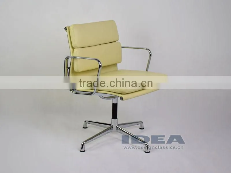 Replica Charles Low Back Soft Pad Meeting Chair - Cream White Color Genuine Leather