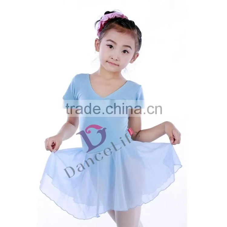 C2157 short sleeve ballet dance costumes chiffon girls ballet dress