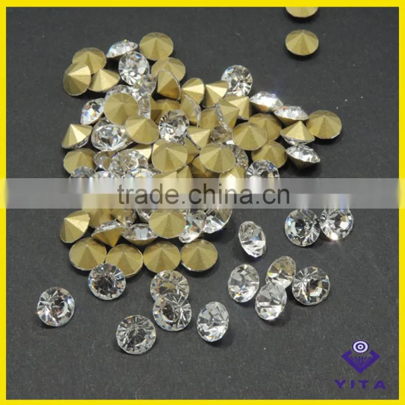 Big size white machine cut glass chaton crystal point back rhinestone for jewelry