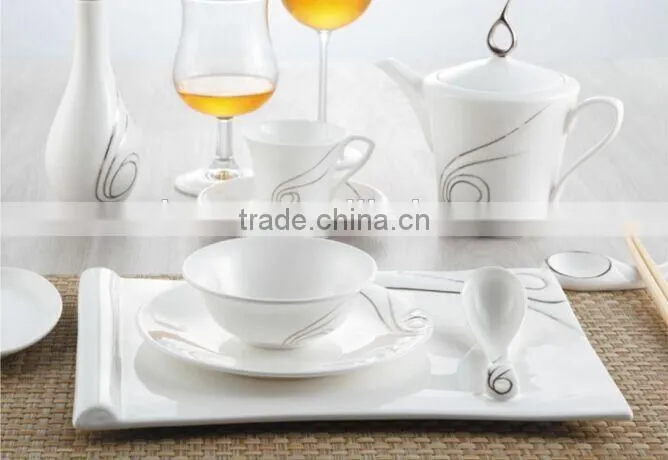 modern design with gold-rim for cafe dinner sets bone china tableware sets