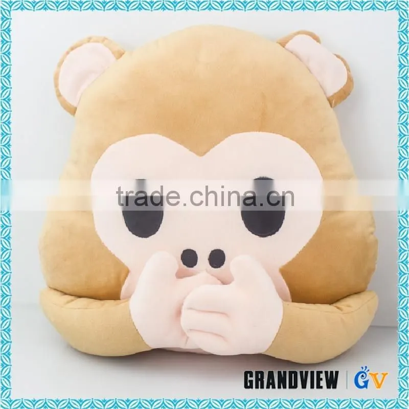 Funny Plush Animal Monkey Shaped Whatsapp Emoji Pillows For Decorative