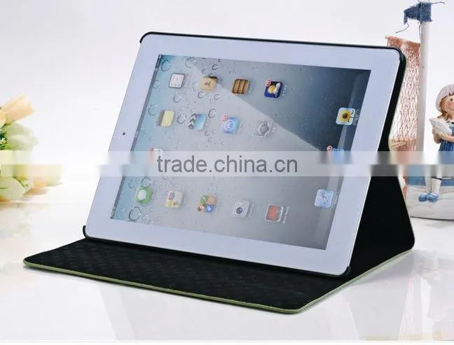 New Leather case for iPad3 (GF-IP3-01) (Leather case for iPad/360 degree rotate for ipad case/hello kitty cover case for ipad 2)