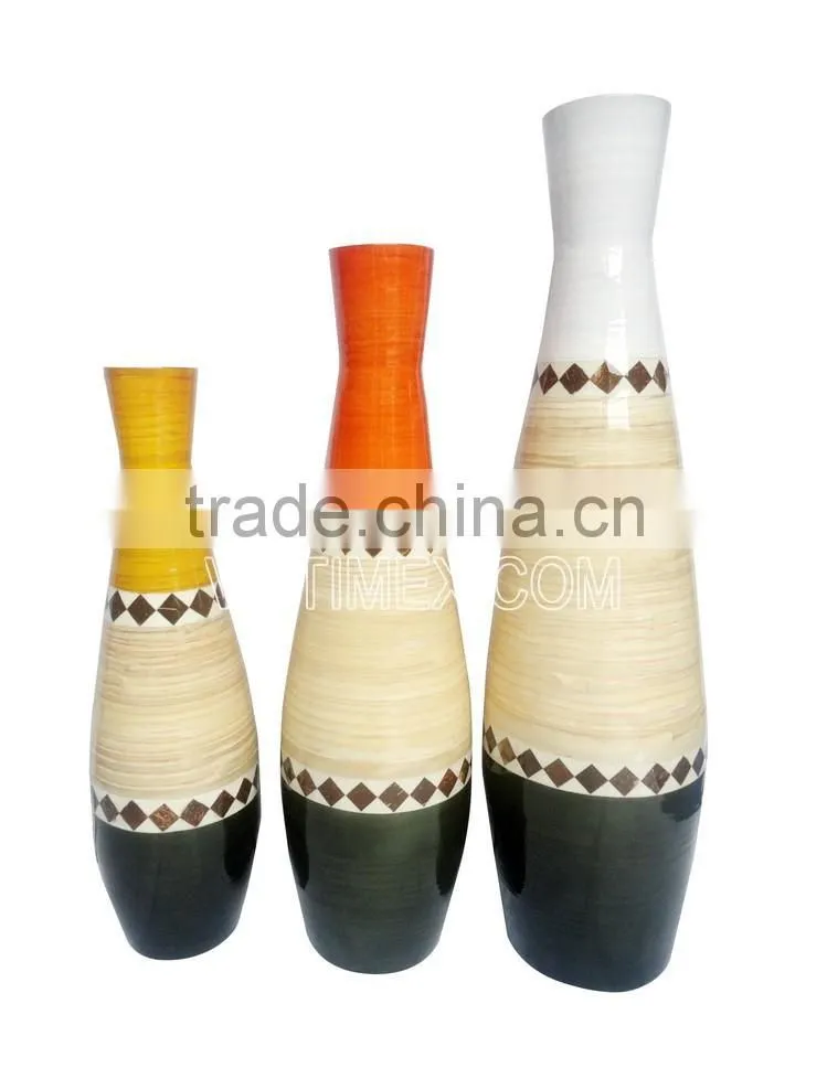 Bamboo with coconut vase for home decor