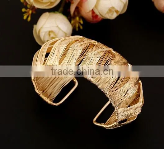 Women Fashion Popular European Gold Silver Plated Open Metal Cuff Bracelet Gift