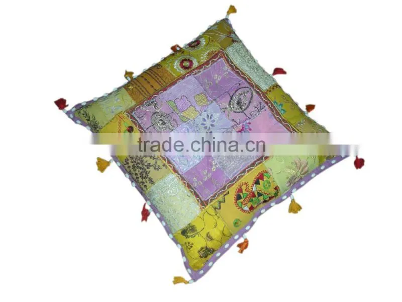 RTHPFC - 2 Flower cushion Cover Beautiful Embroidered Khambadia Work and ottomans Stylish Home Furnishing item