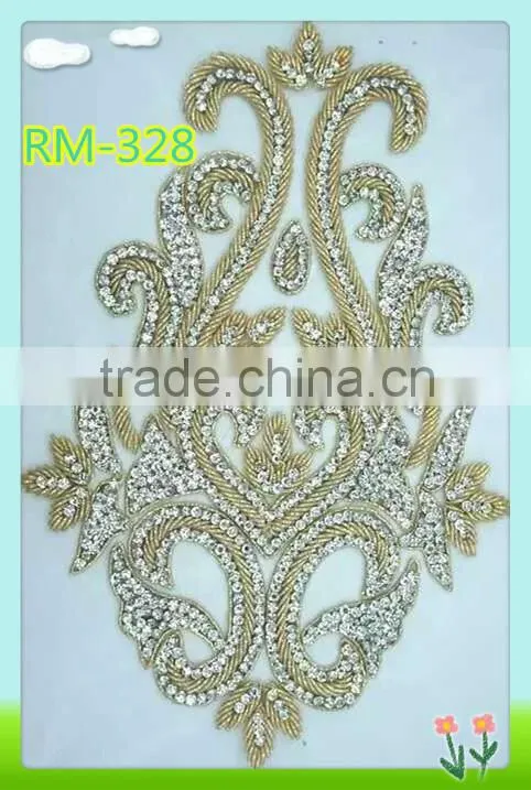 Fashion bridal accessory sew rhinestone beaded applique RM328