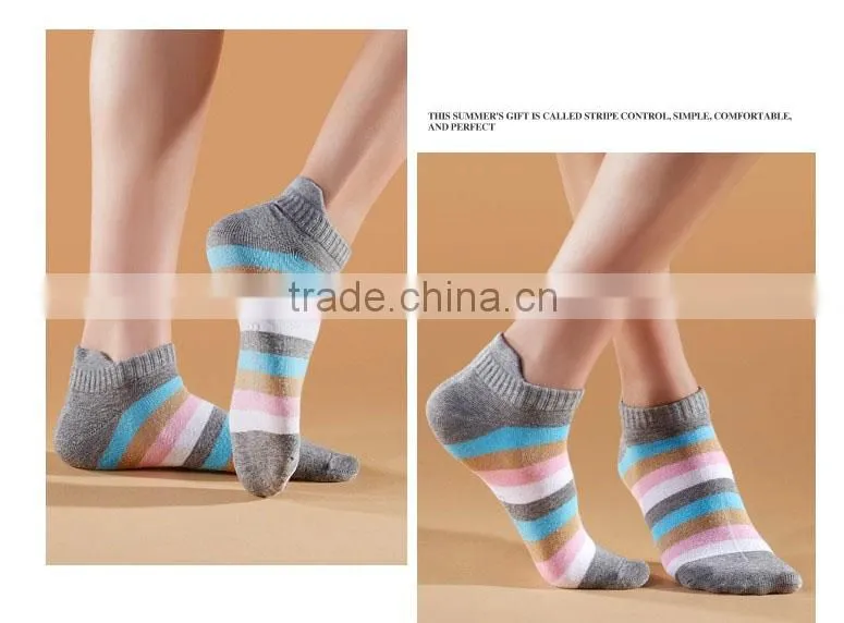 pink stripe cotton socks crew socks ankle socks