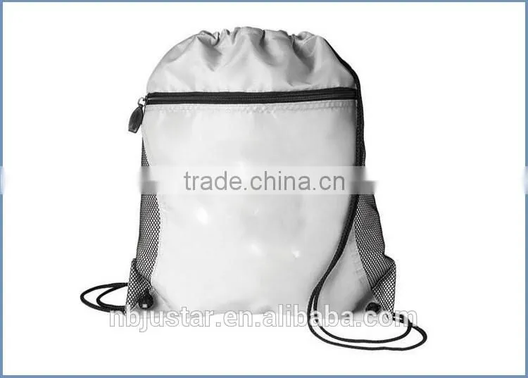 2016 Christmas Promotioanl Customized Cheap Custom Christmas Drawstring Gift Bags with Side Mesh Pocket