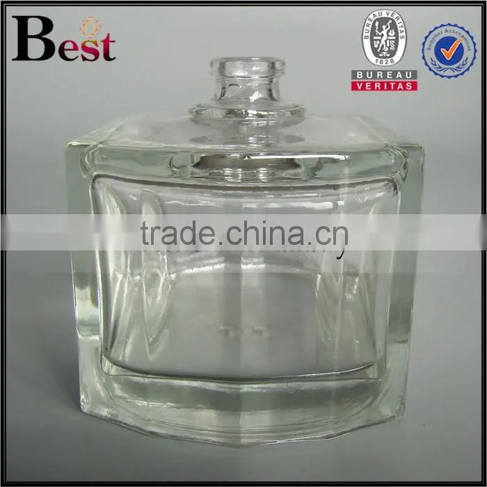 100ml best quality glass perfume bottle, short flat in shape
