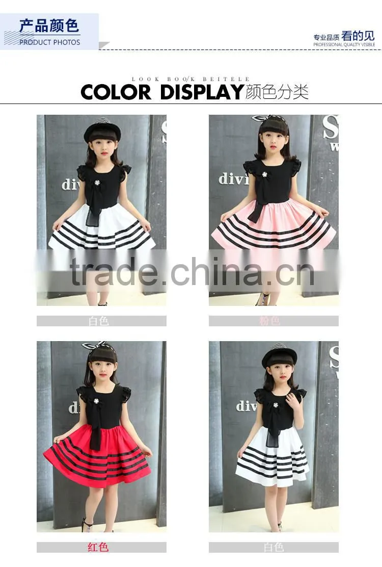 Child baby dress model Sleeveless Striped With Pearl Necklace 1-3 Year old girl dress