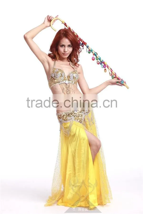 Wholesale new hot mesh with sequins belly dance skirt for ladies(QZ005)