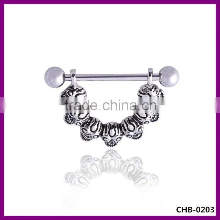 316l Stainless Steel Skull Fake Nipple Ring