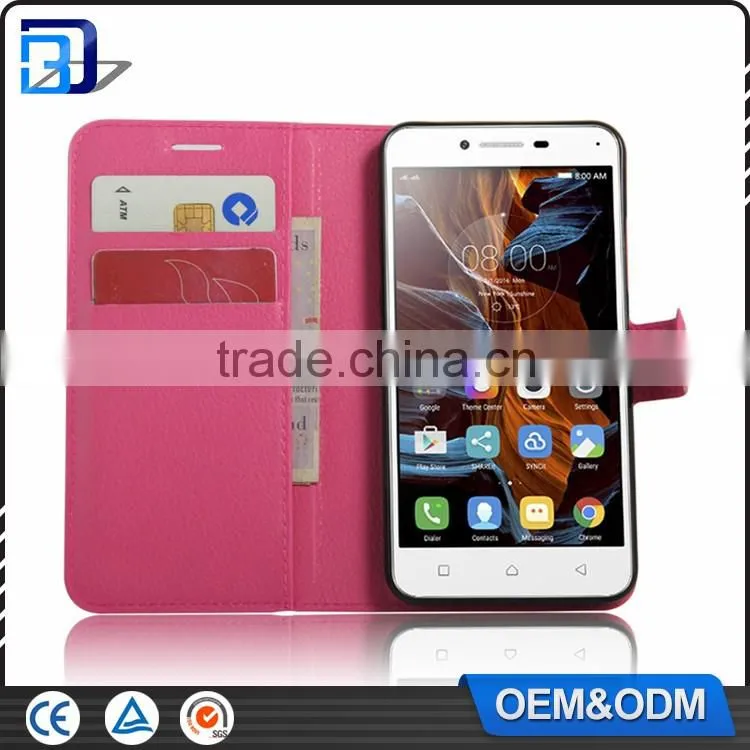 for lenovo k5 leather case, Litchi Design Credit Card Wallet Stand Flip leather case for Lenovo Vibe K5 mobile phone cover