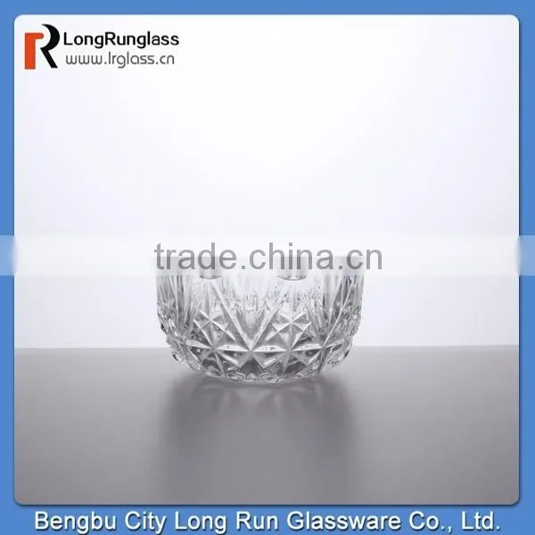 LongRun 284ml elegant design machine pressed beautiful glassware high quality glass holder with lid