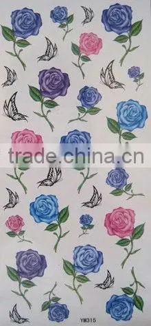 colorful rose shape body tatoo stickers