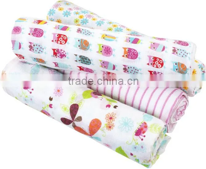 Colorful Owl Design Girl Baby Muslin Swaddle Blanket