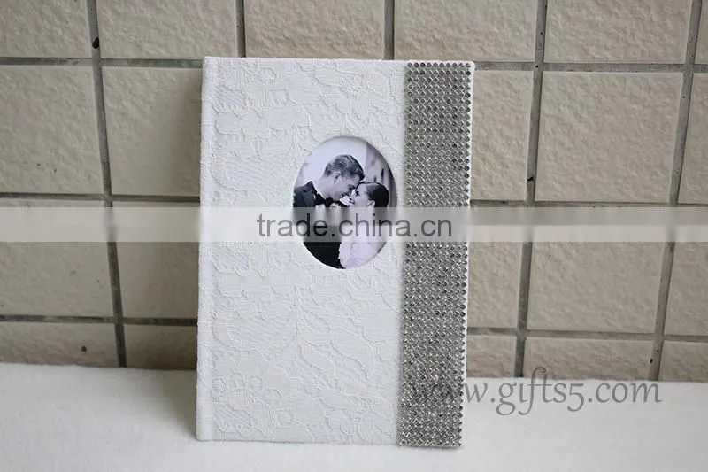 Vintage wedding guest book in white