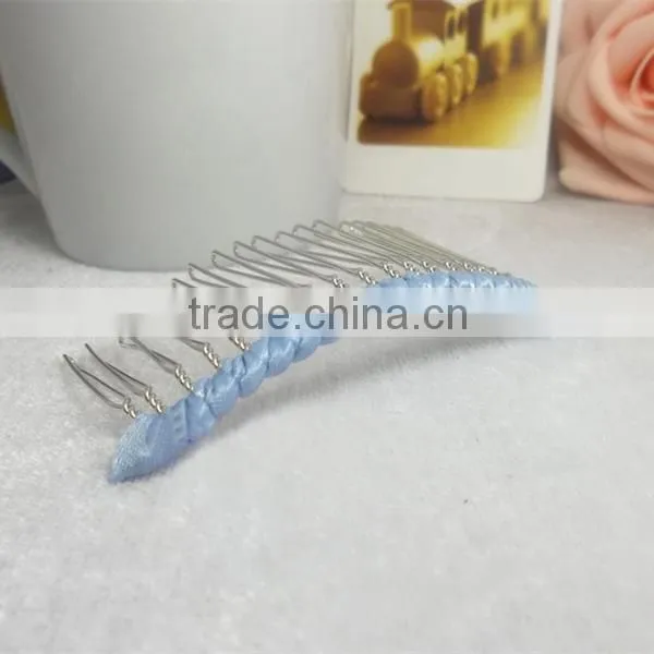 Elegant Girl Cute Flower Metal Hair Comb Wrapped Ribbon Mixed Colors
