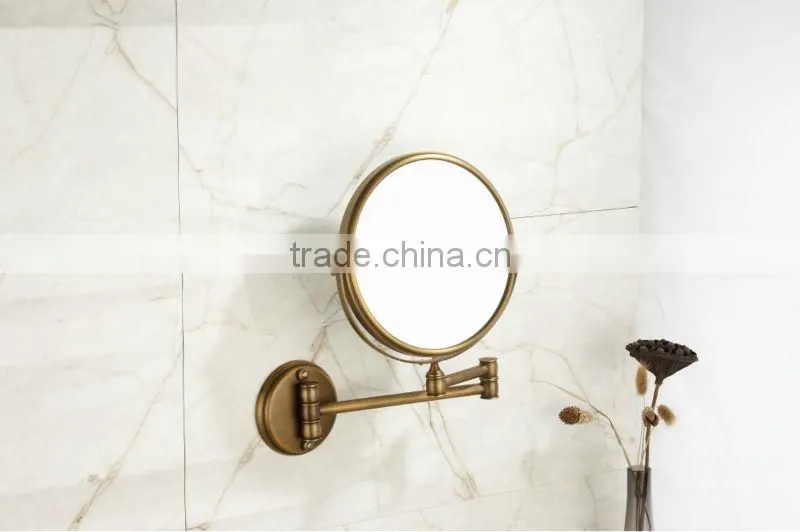 2014 new design round style wall mounted antique bronze double face bath mirror
