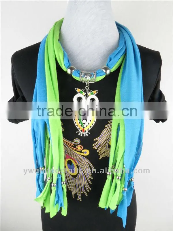 Fashionable Beaded Tassels Owl Pendant Scarf Charm Beautiful Scarf