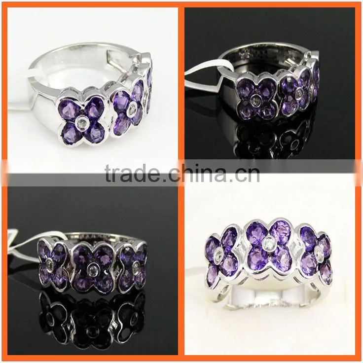 Wholesale Sterling Silver Ring with Amethyst Natural Gemstone Ring