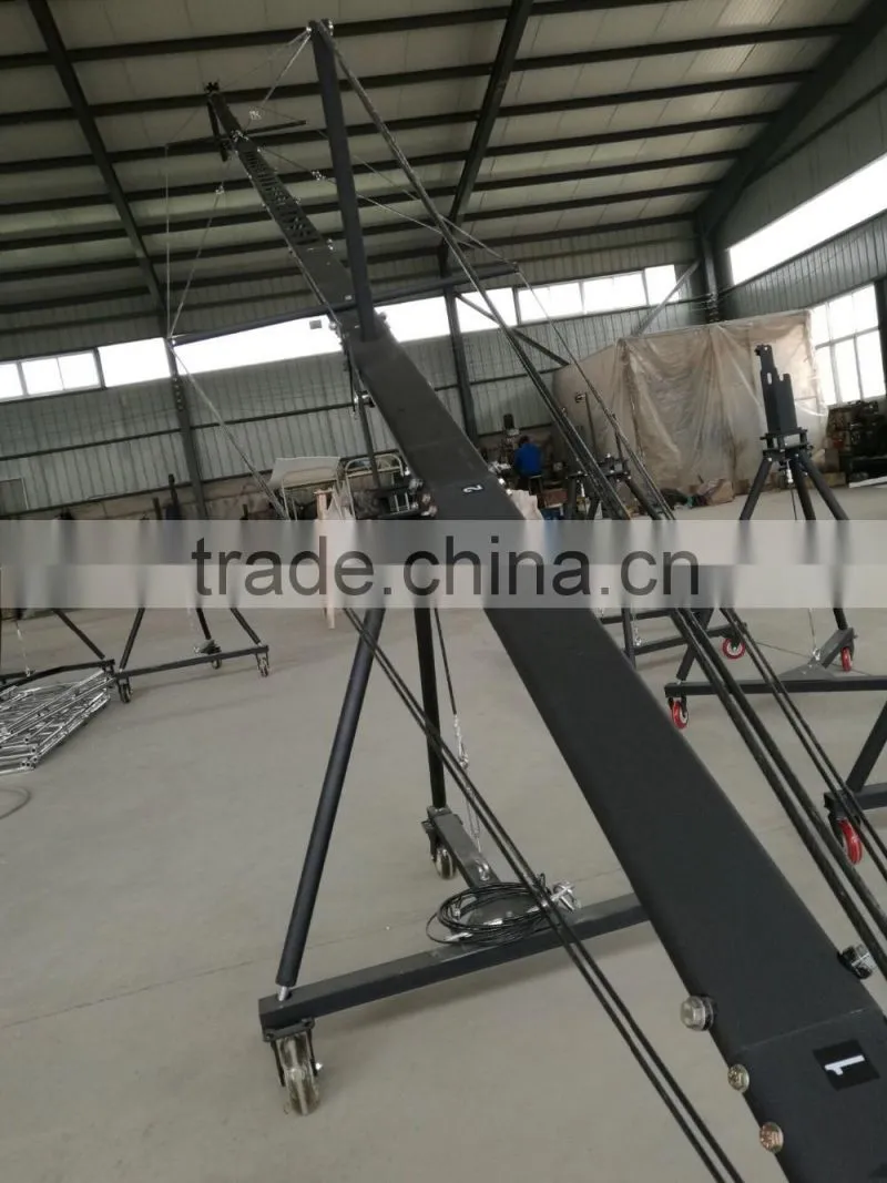 Professional 6m triangle and motorized head jimmy crane camera jib cranes for sale