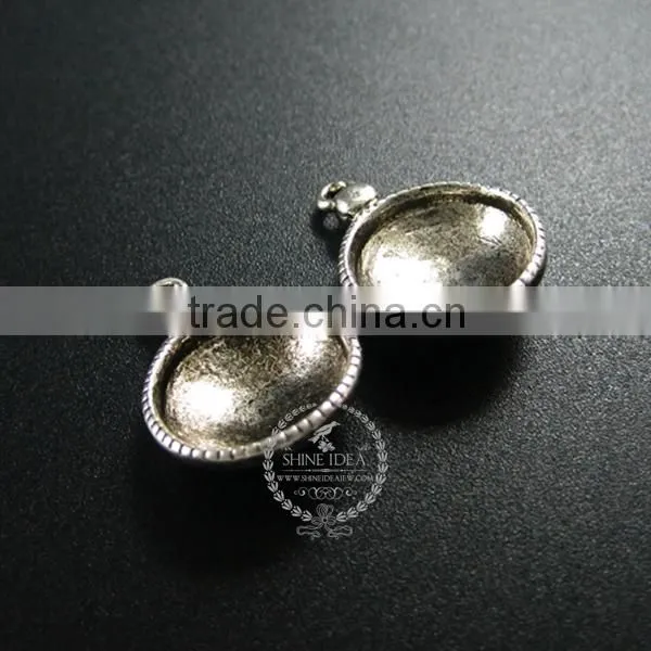 14mm setting size vintage alloy antiqued silver round bezel DIY pendant charm bezels tray 1411126