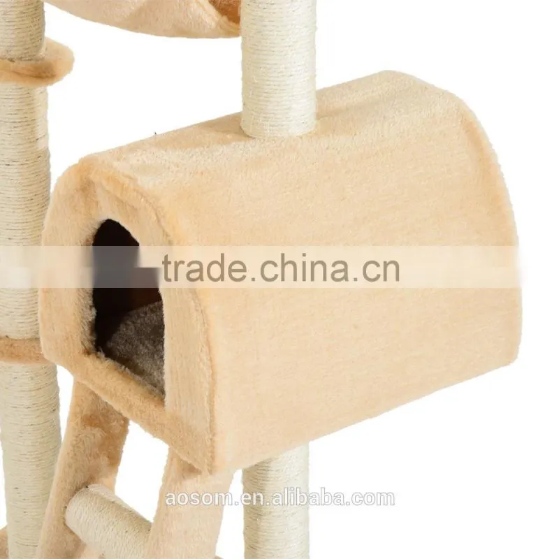 PawHut 100 cm Deep Cream Cat Tree Scratching Activity Center