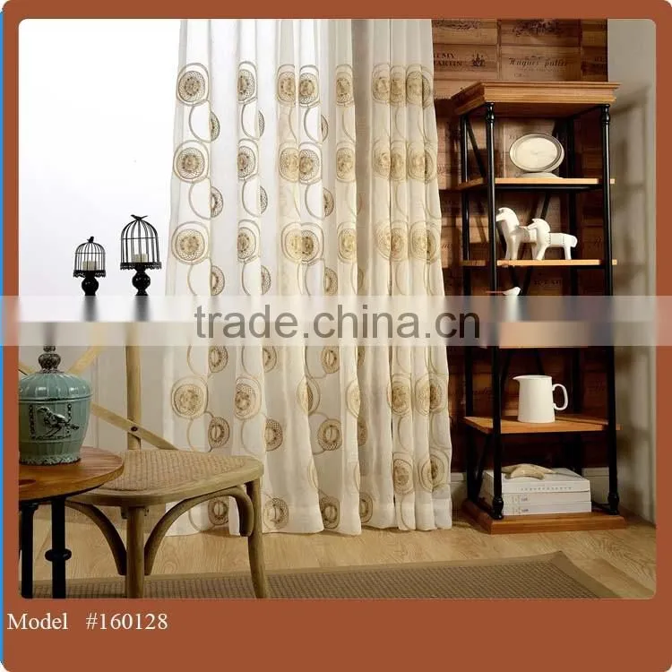 home decoration poly cotton embroidery window curtain / window drapes