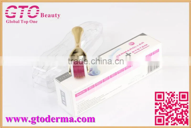 GTO new designed gold handle 540 count titanium microneedle derma roller