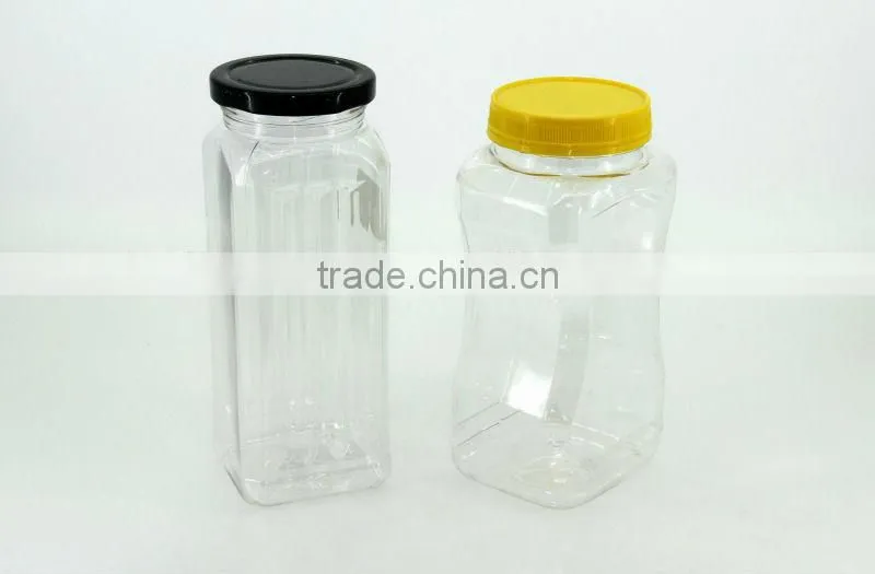 clear candy plastic jar with yellow screw cap