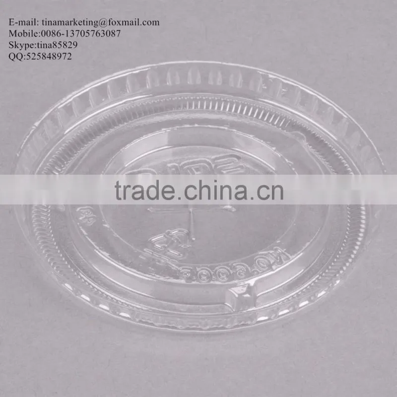 9-10 oz. Clear Flat PS Plastic Lid with Straw Slot for Cold Drink Cup China Manufactory Price
