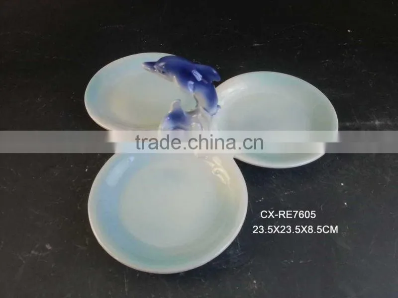 Classical Handpainted Pizza Plate ABC, Domomite Dolphin Plate