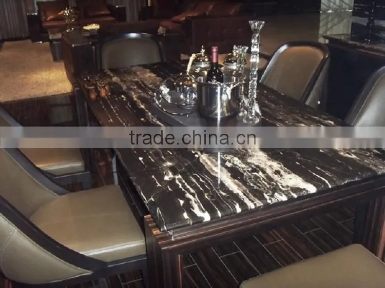 Square Travertine marble top wooden base coffee table
